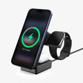 ACH10398 -  Spigen Qi2 3-in-1 Fast Wireless Charger charging phone watch and earbuds simultaneously