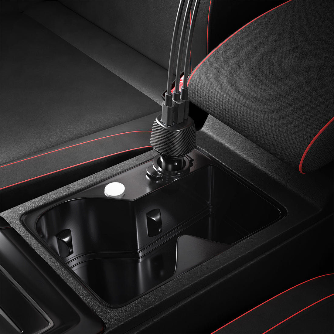 ACP09543 - ArcStation™ Essential 113W USB C Fast Car Charger | EV1133 showing the car charger plugged into a vehicle's center console