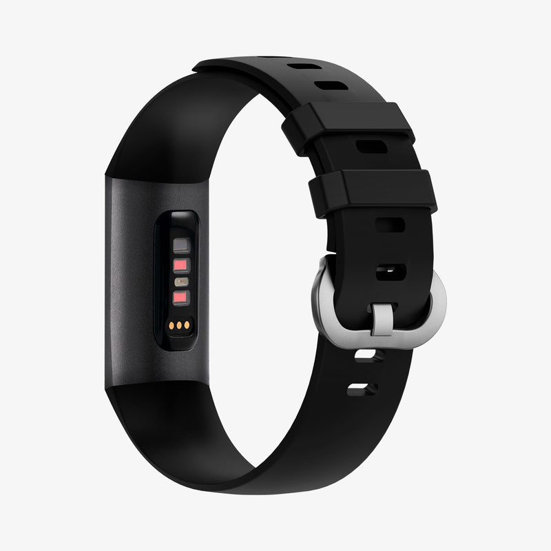 N05MP26020 - Fitbit Series Band Silicone Fit in black showing the back and partial inside of band
