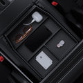ACP08900 - Ford Armrest Console Organizer | FO220 in Black showing the top with multiple items inside