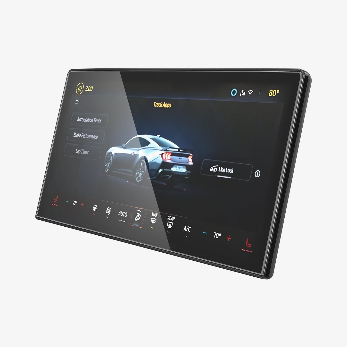 AGL07592 - Ford Mustang 13.2-inch Screen Protector GLAS.tR SLIM in Clear showing the front of the device with screen protector installed
