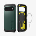 ACS11854 - Pixel 11 Tough Armor (Mag Fit) Abyss Green front and interior views showing the built in magnetic ring, Extreme Protection Foam, and multi layer construction.