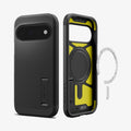 ACS11443 - Pixel 11 Tough Armor (Mag Fit) Black front and interior views showing the built in magnetic ring, Extreme Protection Foam, and multi layer construction.