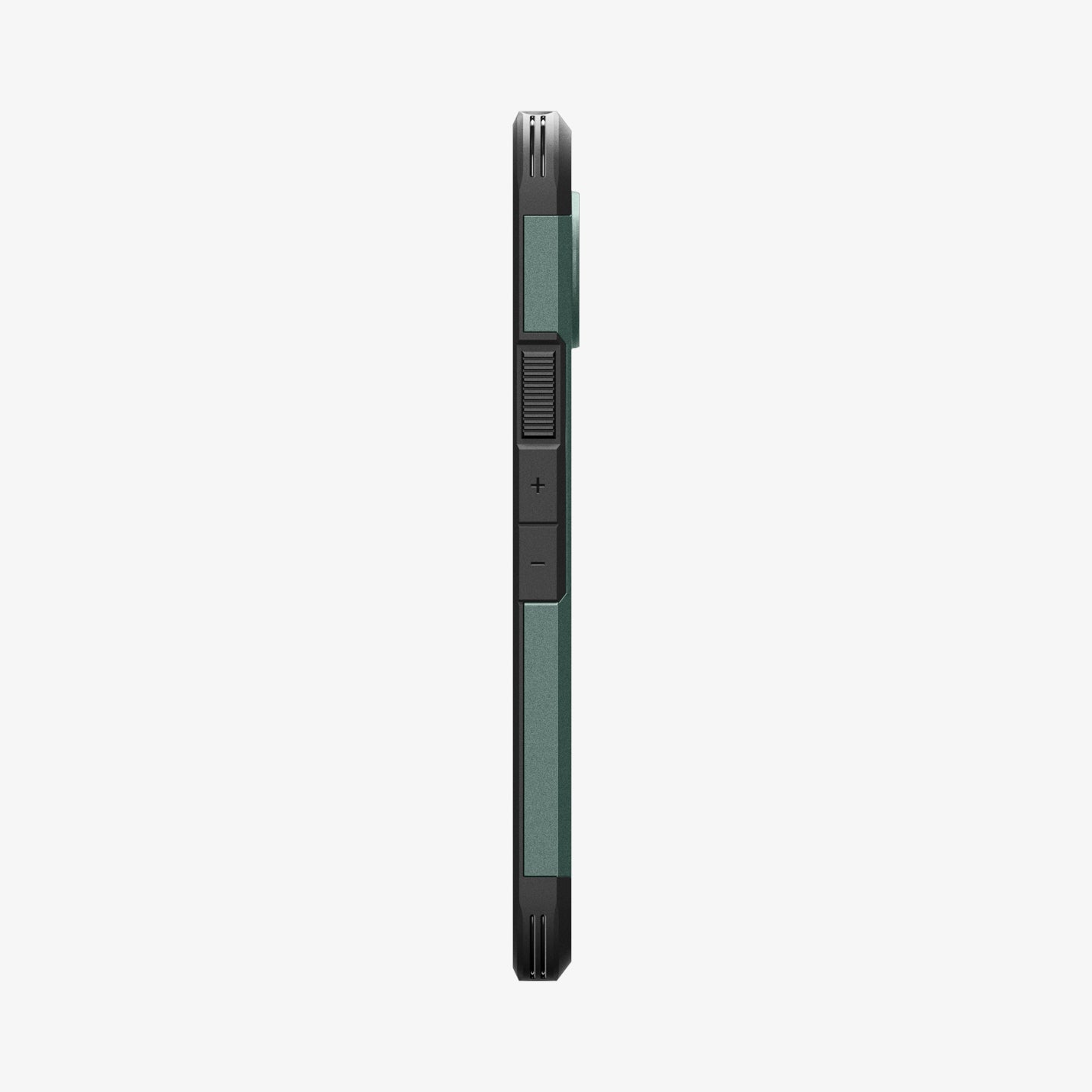 ACS11859 - Pixel 11 Pro  Tough Armor (Mag Fit) Abyss Green side profile showing textured side grips, responsive button covers, and the built in kickstand.