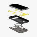 ACS11860 - Pixel 11 Pro  Tough Armor (Mag Fit) Gunmetal exploded view showing the multi layer construction, built in magnetic ring, and Extreme Protection Foam.