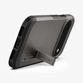 ACS11865 - Pixel 11 Pro XL Tough Armor (Mag Fit) Gunmetal case displayed with the built in kickstand extended for hands free viewing.
