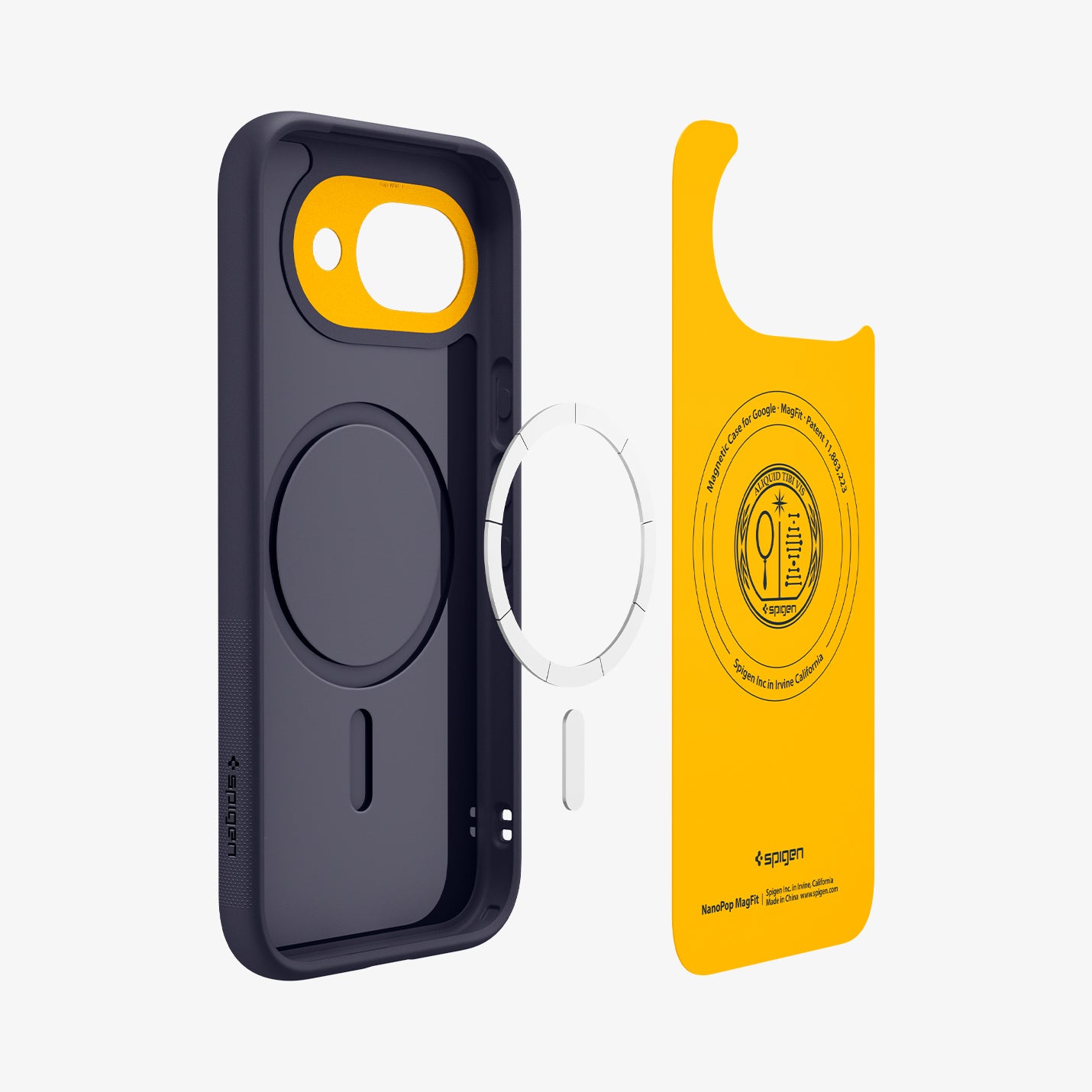 ACS11286 - Pixel 10a Nano Pop (Mag Fit) in Blueberry Navy showing the multiple layers of case hovering below device