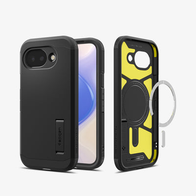 ACS11280 - Pixel 10a Tough Armor (Mag Fit) in Black showing the back, front and inside