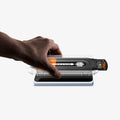 AGL09665 - Pixel 10 Pro Fold Screen Protector EZ Fit Pro GLAS.tR showing a hand placing the ez fit tray onto the device to be installed