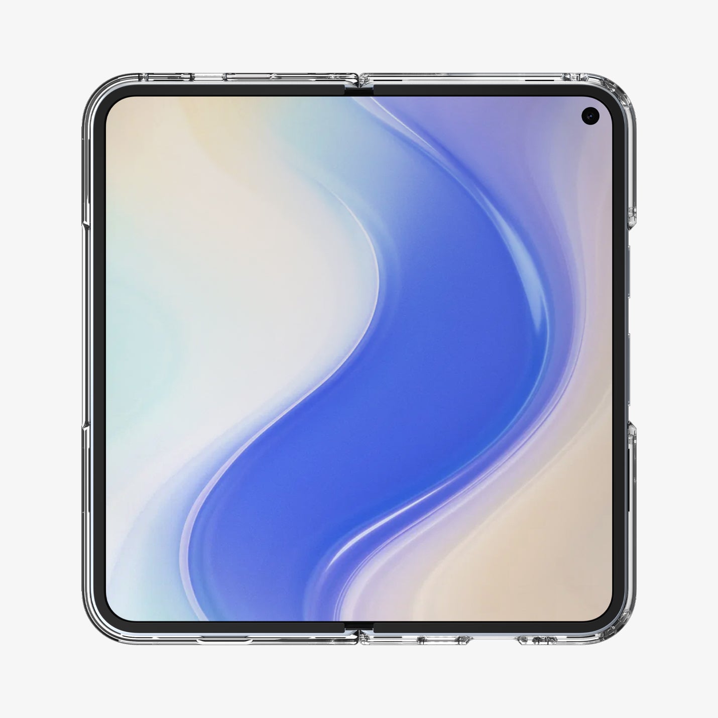 ACS09742 - Pixel 10 Pro Fold Case Ultra Hybrid Metal Ring (MagFit) in crystal clear showing the front with device fully open