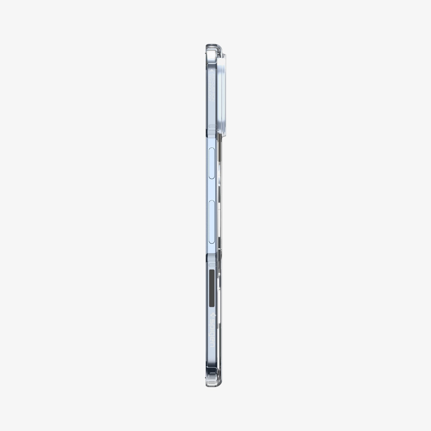 ACS09742 - Pixel 10 Pro Fold Case Ultra Hybrid Metal Ring (MagFit) in crystal clear showing the side