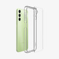 ACS05846 - Galaxy A14 5G (NA) Case Ultra Hybrid in Crystal Clear showing the back clear hard layer hovering in front of a clear tpu frame and a device