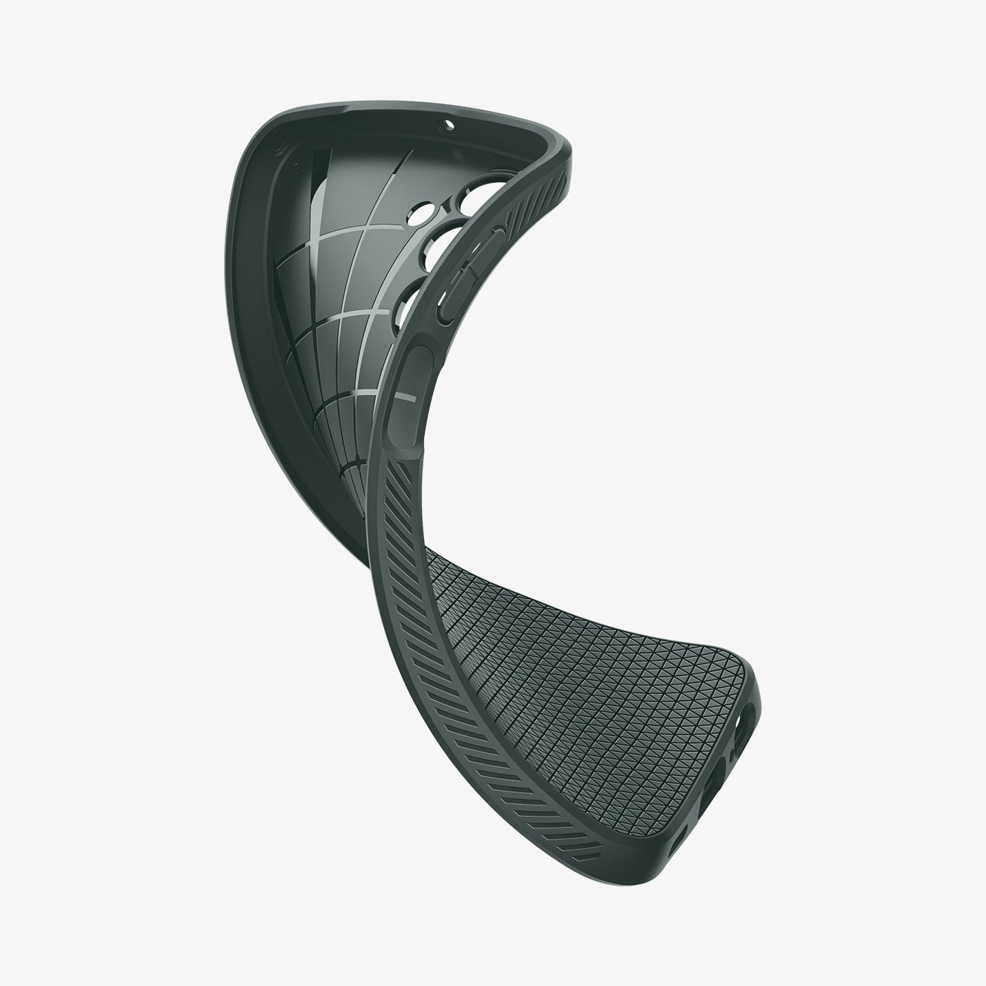 ACS07247 - Galaxy A15 5G Case Liquid Air in Abyss Green showing the partial inner, back and side slightly twisting upward