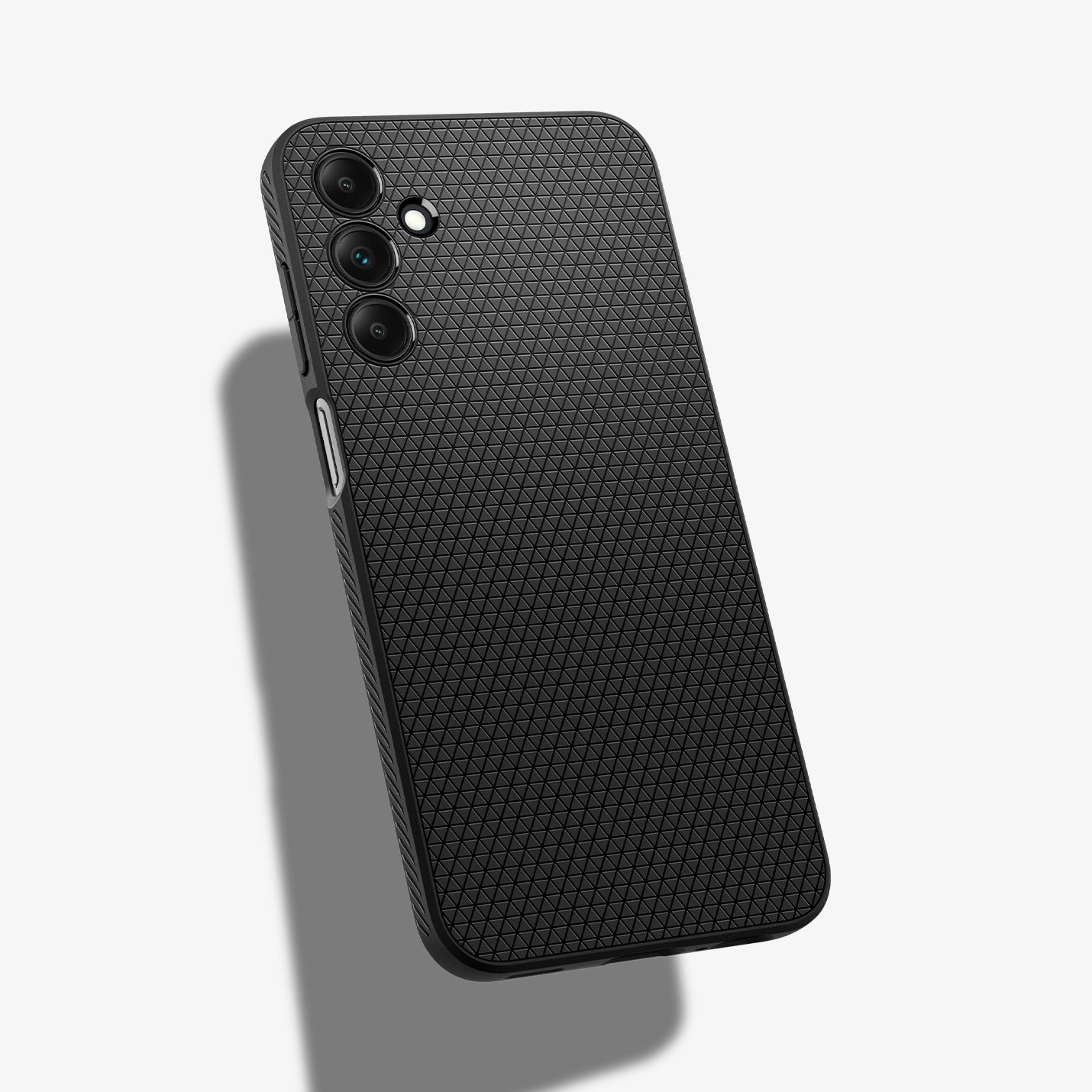 ACS07246 - Galaxy A15 5G Case Liquid Air in Matte Black showing the back, partial side with buttons slightly tilting