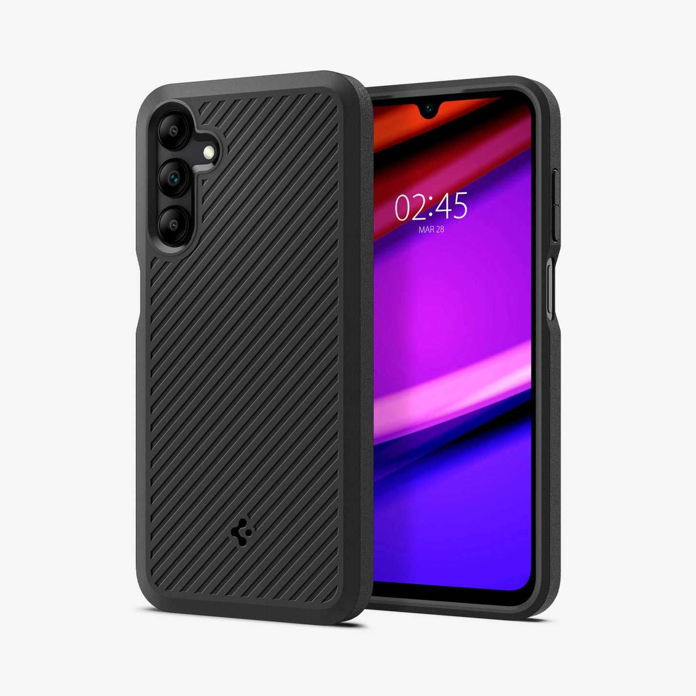 ACS07245 - Galaxy A15 5G Case Core Armor in Black showing the back next to it, a device showing front