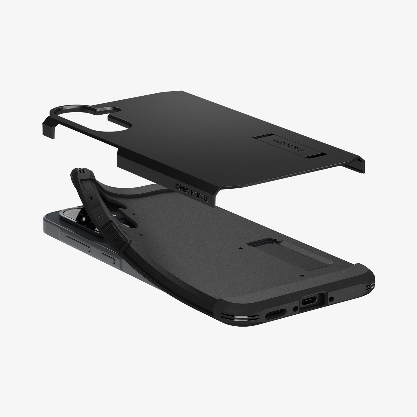 ACS09166 - Galaxy A36 5G Case Tough Armor in Black showing the back layer, hovering above the tpu, partially lifted from the device