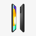 ACS02314 - Galaxy A52 Case Thin Fit in Black showing the sides, partial back and front, 2 devices aligned with each other