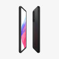 ACS04257 - Galaxy A53 5G Case Thin Fit in Black showing the sides, partial back and front, 2 devices aligned with each other