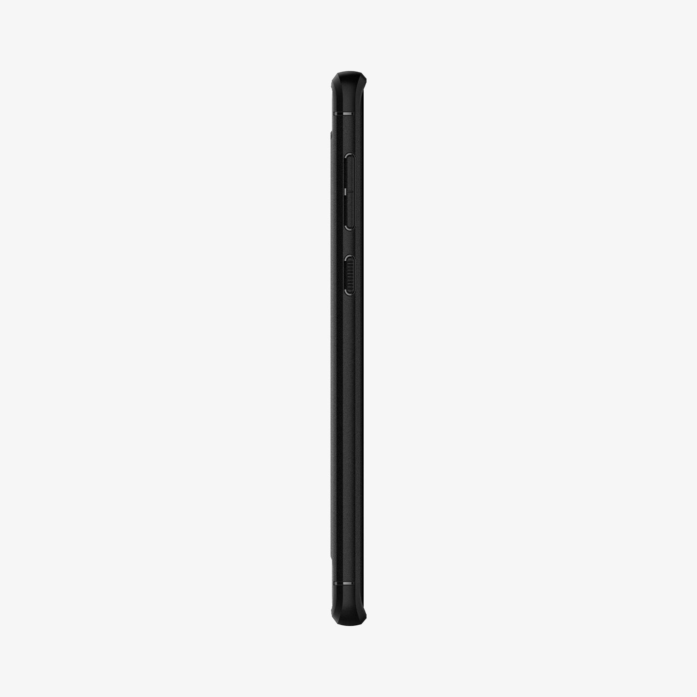599CS24572 - Galaxy Note 9 Case Rugged Armor in matte black showing the side with volume controls