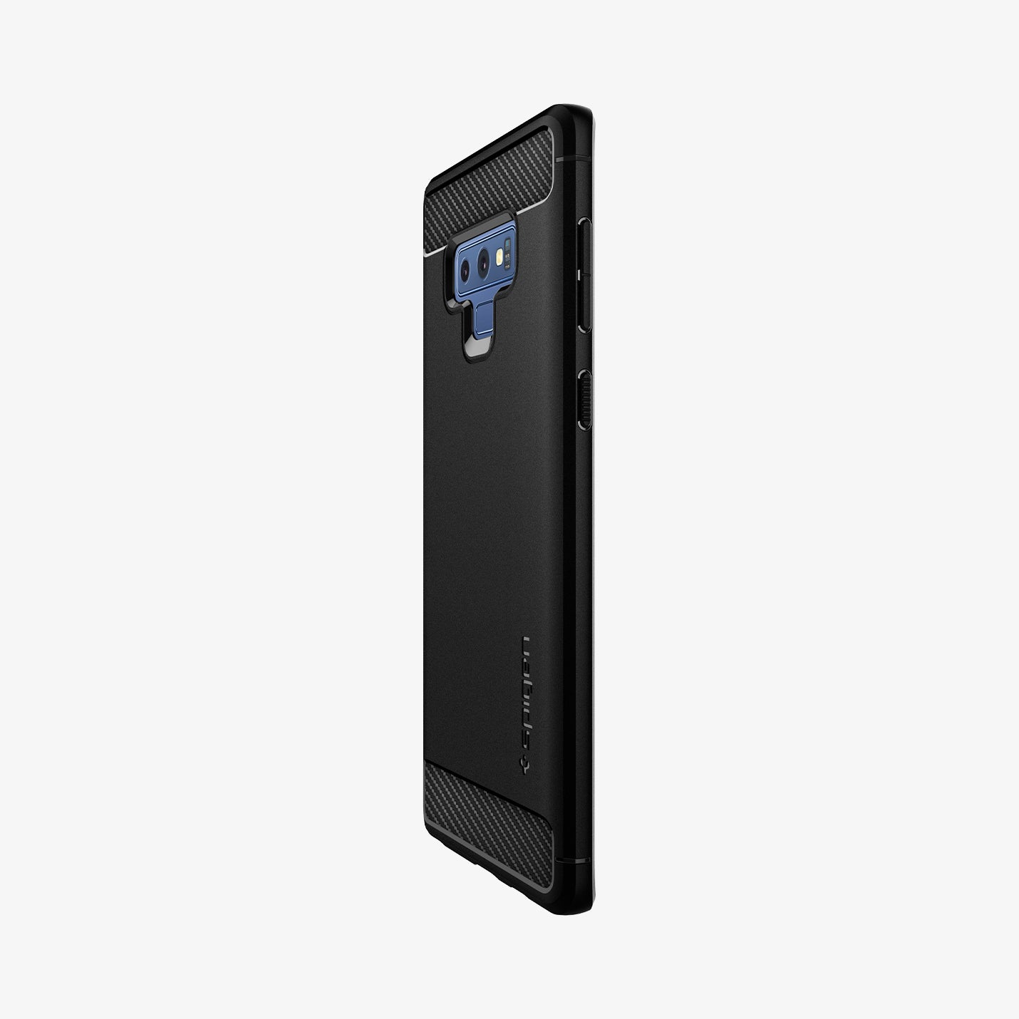 599CS24572 - Galaxy Note 9 Case Rugged Armor in matte black showing the side and partial back