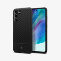 ACS03058 - Galaxy S21 FE Case Core Armor in Matte Black showing the back, partial side, next to it, a device showing front and partial side