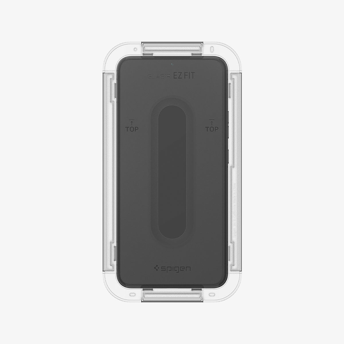 AGL05180 - Galaxy S22 EZ FIT GLAS.tR Screen Protector showing the front with ez fit tray installed onto the device