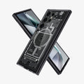 ACS07298 - Galaxy S24 Ultra Case Ultra Hybrid Metal Ring Zero One (MagFit) in Zero One showing the back, partial side, behind it another device showing partial front and side