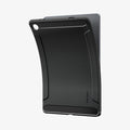 ACS10463 - Galaxy Tab A11+ Rugged Armor in Matte Black showing the back with case bending away from device to show the flexibility