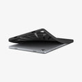 ACS10463 - Galaxy Tab A11+ Rugged Armor in Matte Black showing the device laying flat and case bending away from device to show the flexibility