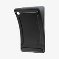 ACS10462 - Galaxy Tab A11 Rugged Armor in Matte Black showing the back with case bending away from device to show the flexibility
