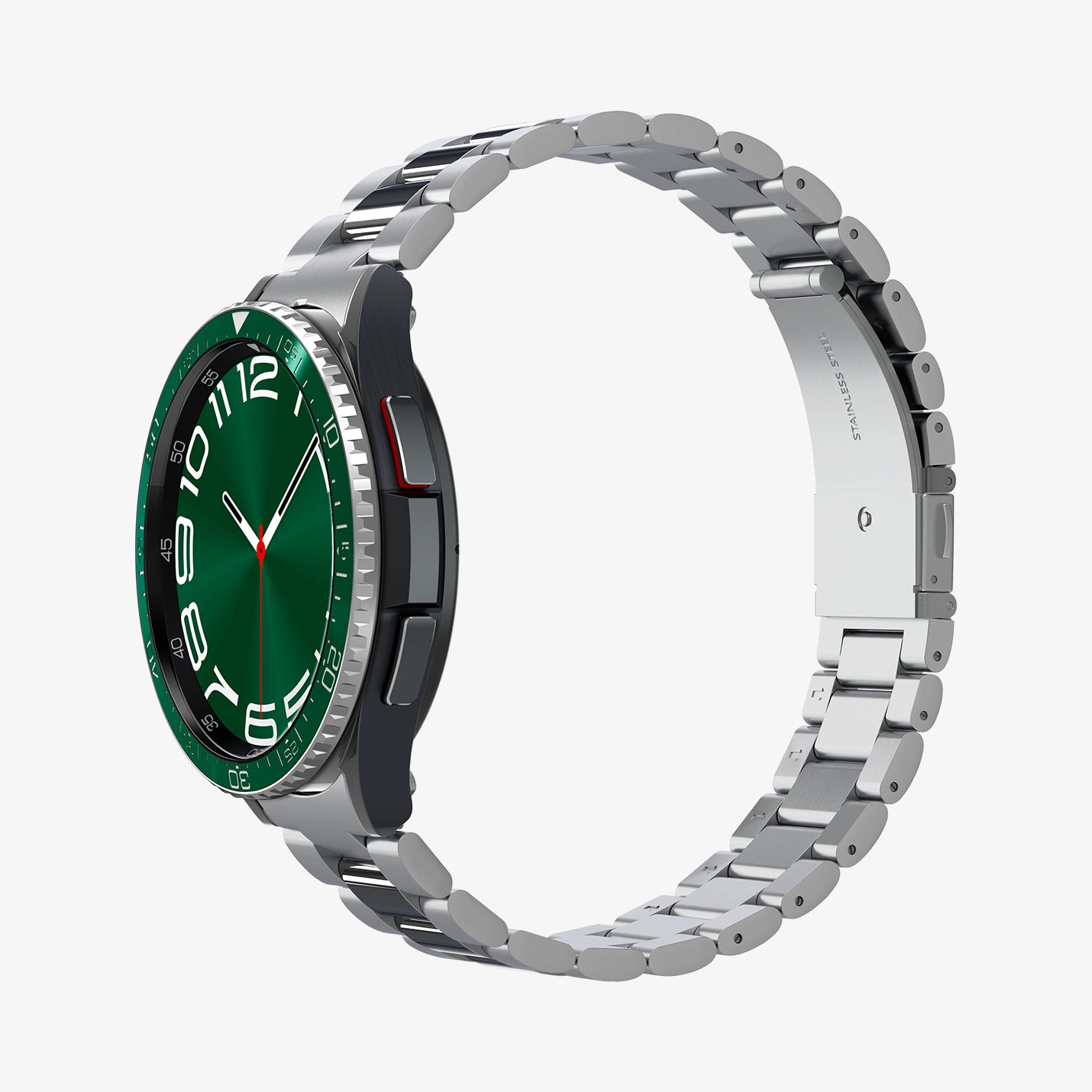 ACS07127 - Watch 6 Classic (47mm) Bezel Tune in Green showing the side, partial front and inside of band