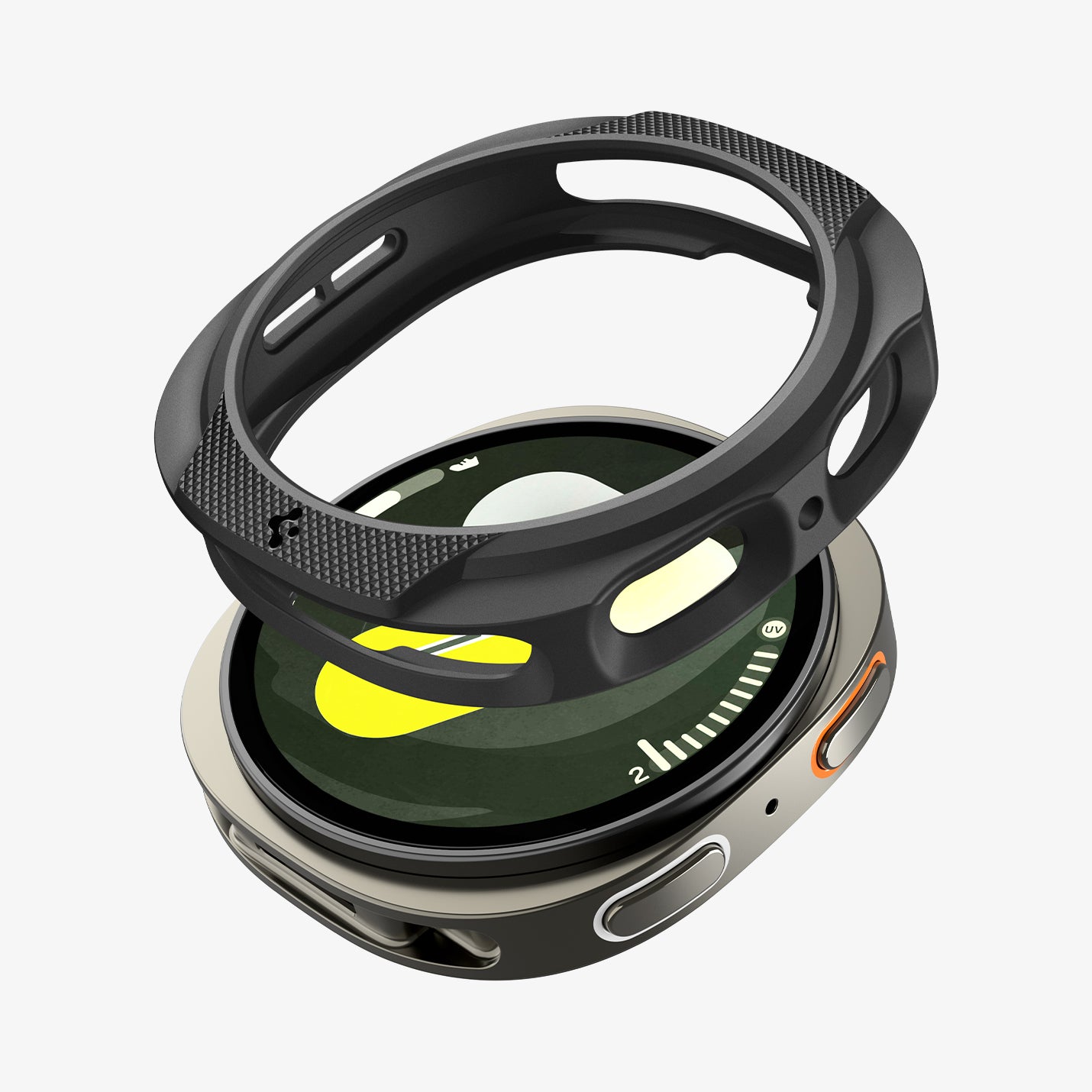 ACS09839 - Galaxy Watch 8 40mm Liquid Air showing the case hovering in front of watch face