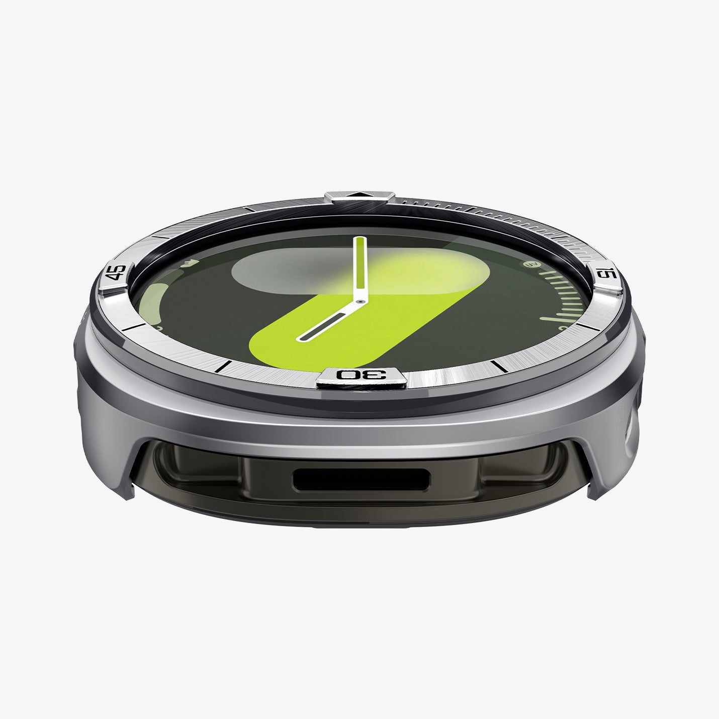 ACS10011 - Galaxy Watch 8 Bezel Tune Pro in sliver showing the front and side of watch face