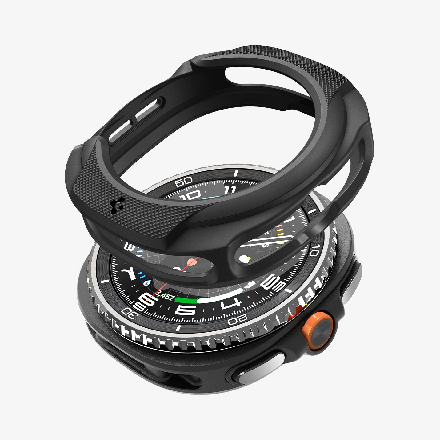 ACS09841 - Galaxy Watch 8 46mm Liquid Air showing the case hovering in front of watch face
