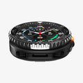 ACS10014 - Galaxy Watch 8 46mm Bezel Tune in black showing the front and bottom of watch face