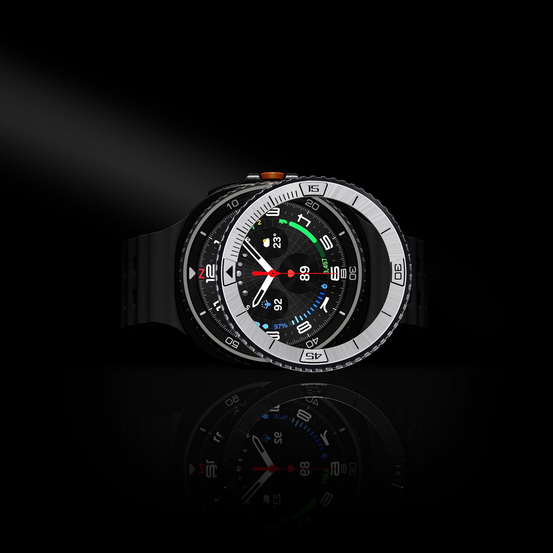 ACS10015 - Galaxy Watch 8 46mm Bezel Tune in sliver showing product 