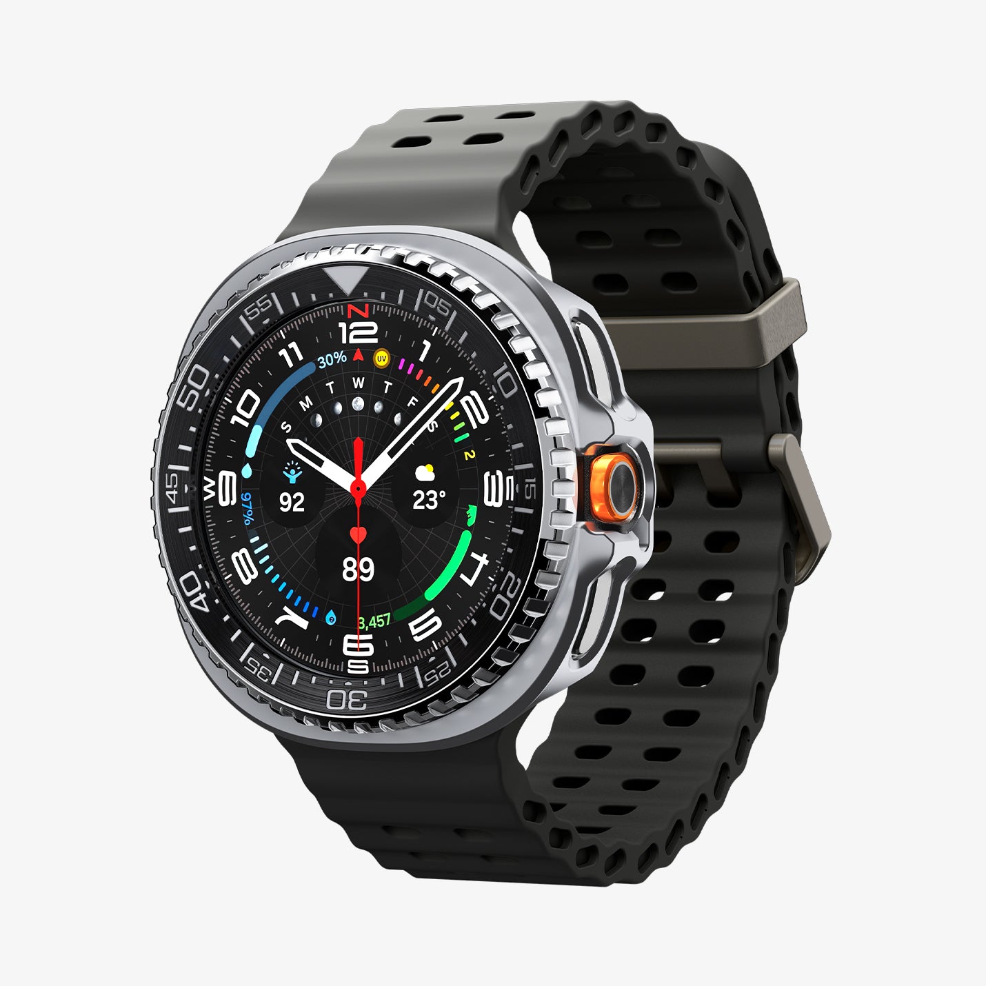 ACS10016 - Galaxy Watch 8 Bezel Tune Pro in  black showing the front and partial side