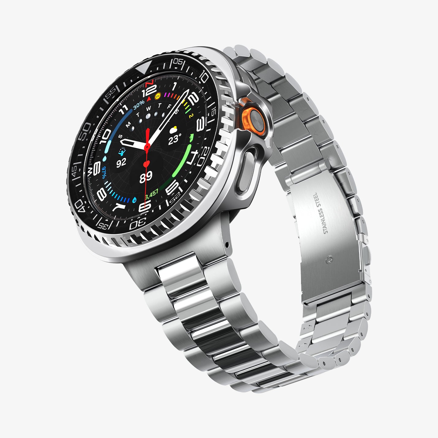 ACS10016 - Galaxy Watch 8 Bezel Tune Pro in black showing the front, side and bottom