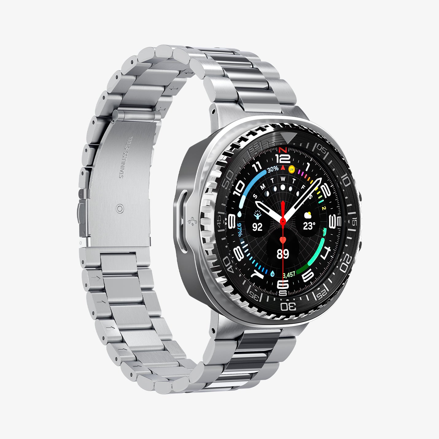 ACS10016 - Galaxy Watch 8 Bezel Tune Pro in black showing the front and partial side