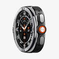 ACS11616 - SWUb Bezel Tune Silver showing the case's front angled view with silicone band and compass watch face