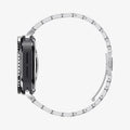 ACS11617 - SWUb Bezel Tune Black showing the case's side profile with a silver metal link bracelet band