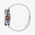 ACS11618 - SWUb Bezel Tune Pro Silver Silver showing the case's side profile with a silver metal link bracelet band