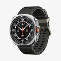 ACS11619 - SWUb Bezel Tune Pro Black showing the case's front angled view with black silicone band and olive buckle