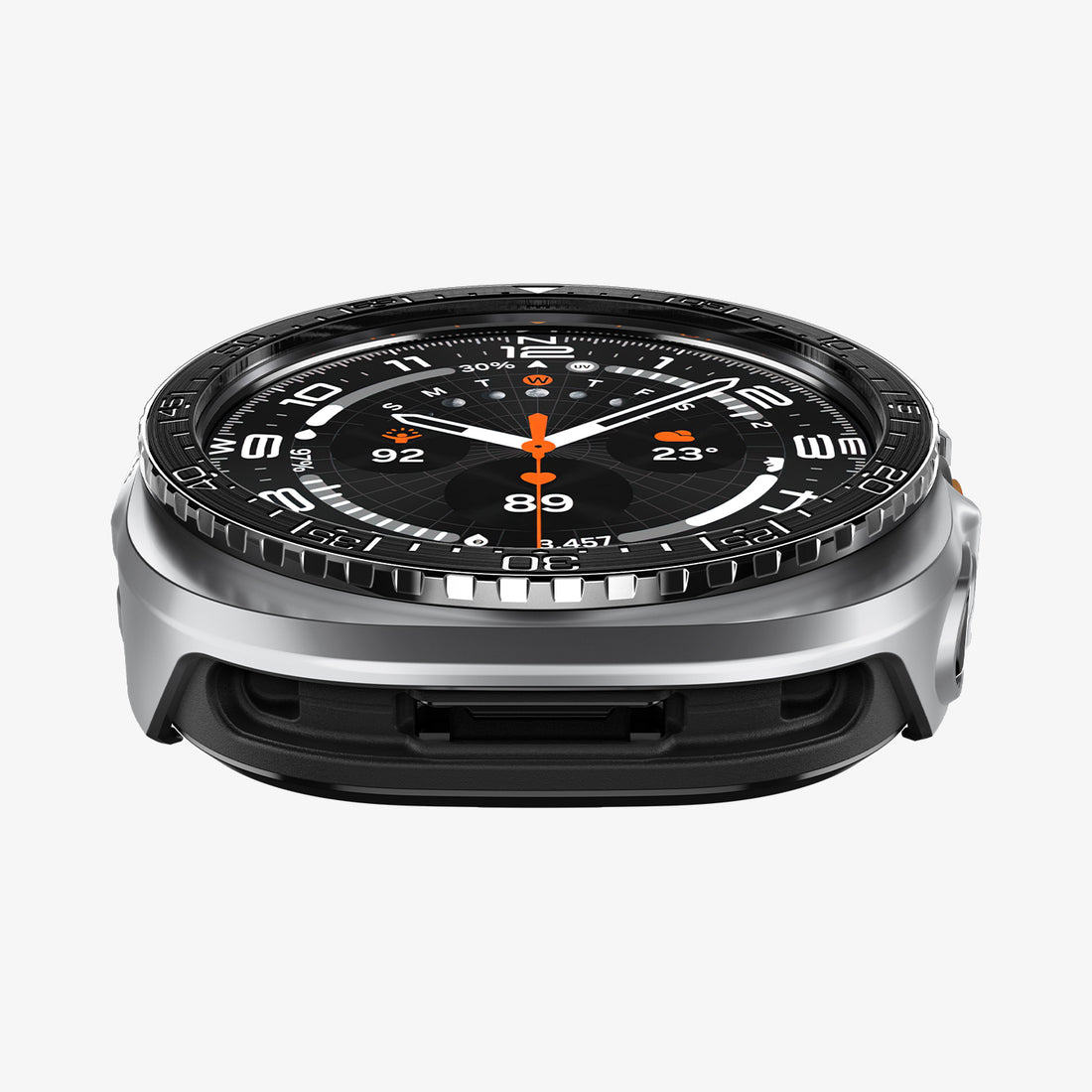 ACS11619 - SWUb Bezel Tune Pro Black showing the case's top-down side view with bezel ridges and black rubber base