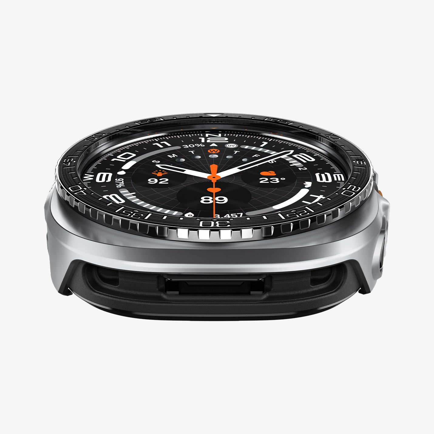 ACS11619 - SWUb Bezel Tune Pro Black showing the case's top-down side view with bezel ridges and black rubber base