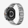 ACS11619 - SWUb Bezel Tune Pro Black showing the case's rear view with sensor module and silver metal bracelet band