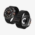 AMP11613 - Galaxy Watch Ultra Series - WBF1 showing two Galaxy Watch Ultras with the WBF1 band, front and back views highlighting the woven texture and sensor module.