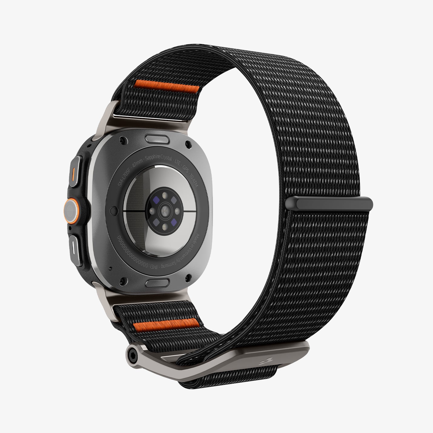 AMP08773 - Galaxy Watch Ultra DuraPro Flex in Black showing the back, inner sides and back bottom