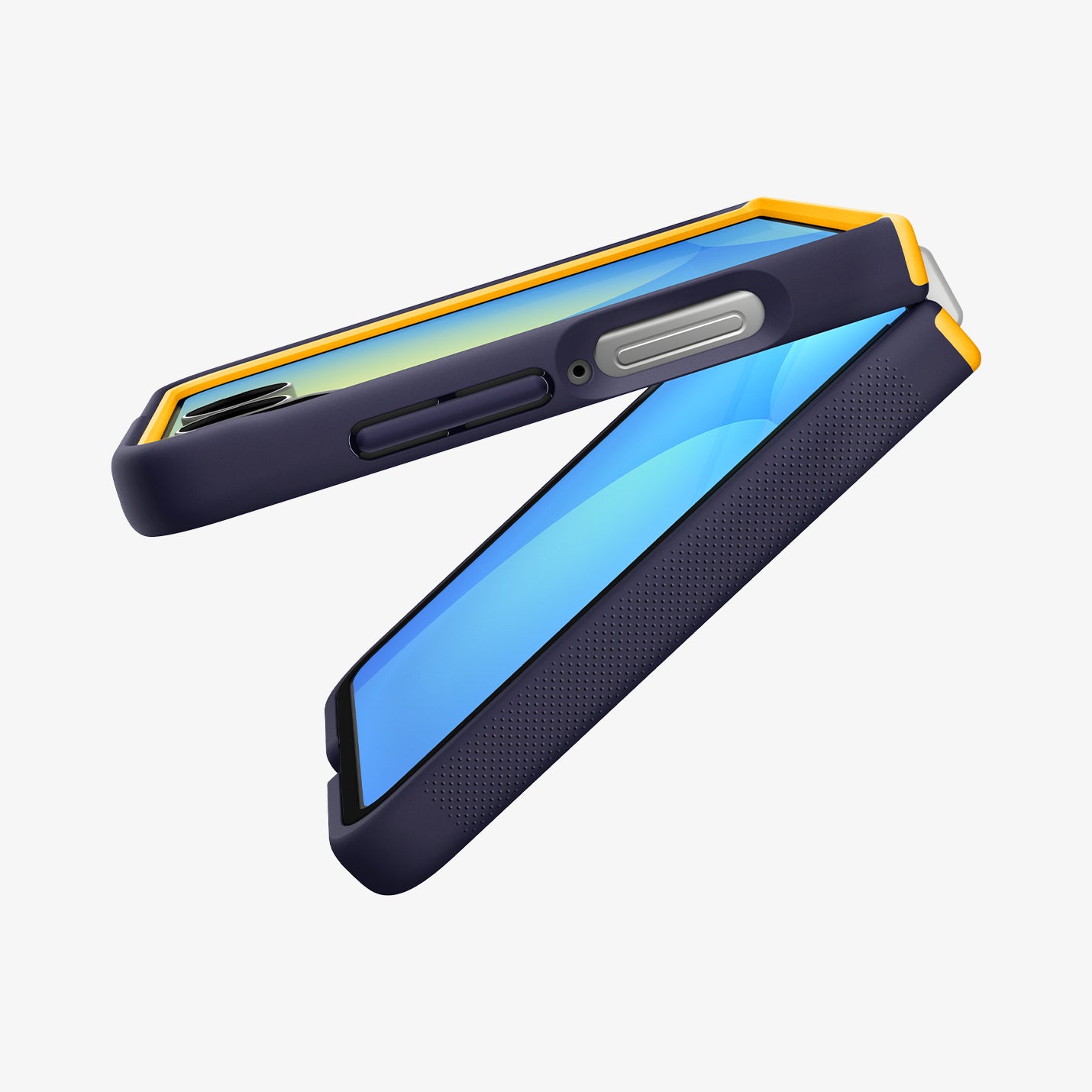 ACS09563 - Galaxy Z Flip 7 Case Nano Pop (MagFit) in blueberry navy showing the side and partial inside