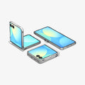 ACS09559 - Galaxy Z Flip 7 Case Ultra Hybrid Pro (MagFit) in clear white showing the front, back and sides of multiple devices